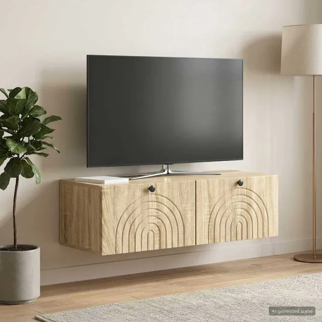 vidaXL Wandbeugel TV-kast Sonoma Eiken 98 x 41 x 30 cm Bewerkt hout Bruin