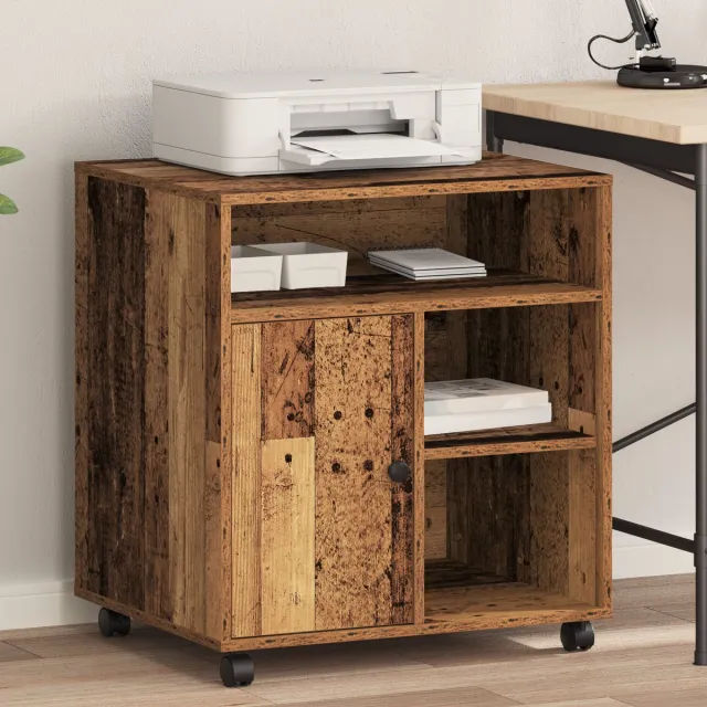 vidaXL Printerstand - Oud - hout - 60 - x - 50 - x - 67 - cm - Bewerkt - hout Oud hout