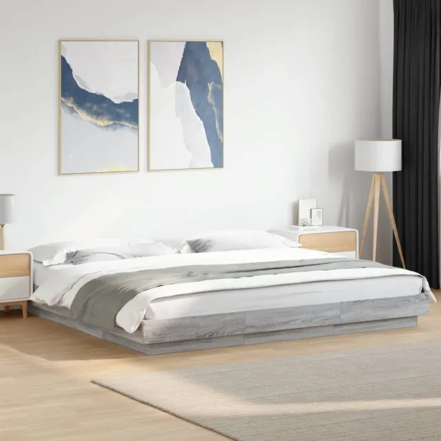 vidaXL Bedframe met LED-verlichting grijs sonoma eiken 180x200 cm