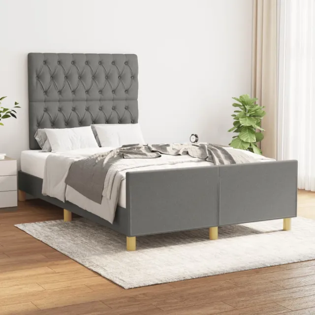 vidaXL Bedframe zonder matras 120x190 cm stof donkergrijs grijs