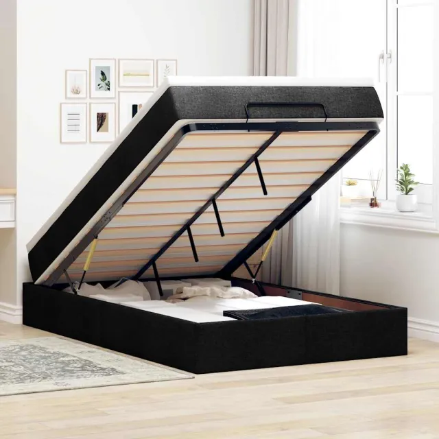 vidaXL Ottoman bed met matras 120x200cm stof zwart