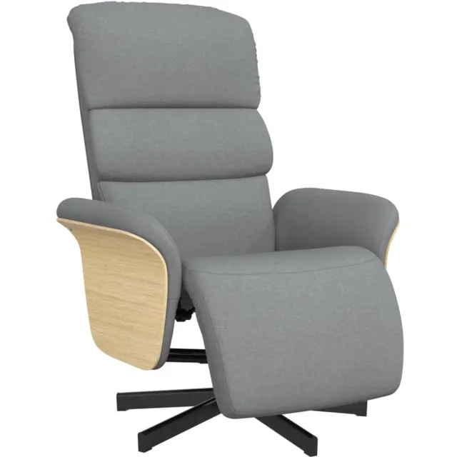 vidaXL Fauteuil - verstelbaar - met - voetensteun - stof - lichtgrijs