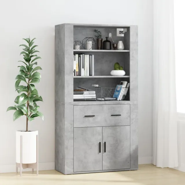 vidaXL Hoge kast bewerkt hout betongrijs grijs, foto 2