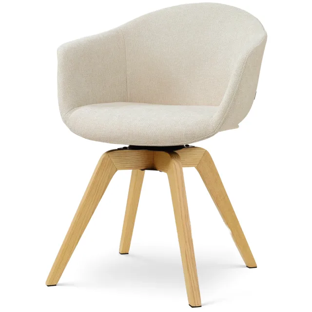 Nolon Noor-Otis draaibare eetkamerstoel cottonbeige - houten onderstel