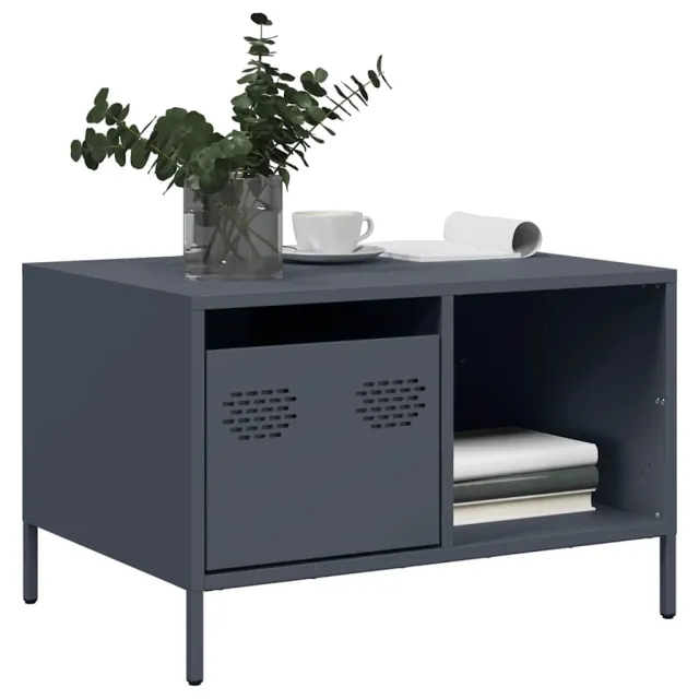 vidaXL Salontafel 68,5x50x43,5 cm koudgewalst staal antracietkleurig Anthraciet