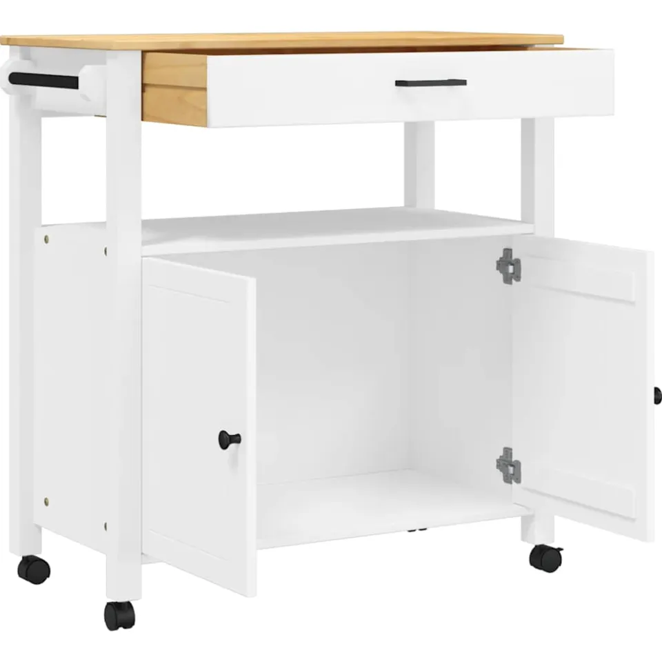 vidaXL Keukentrolley MONZA 84x40x88,5 cm massief grenenhout wit, foto 4