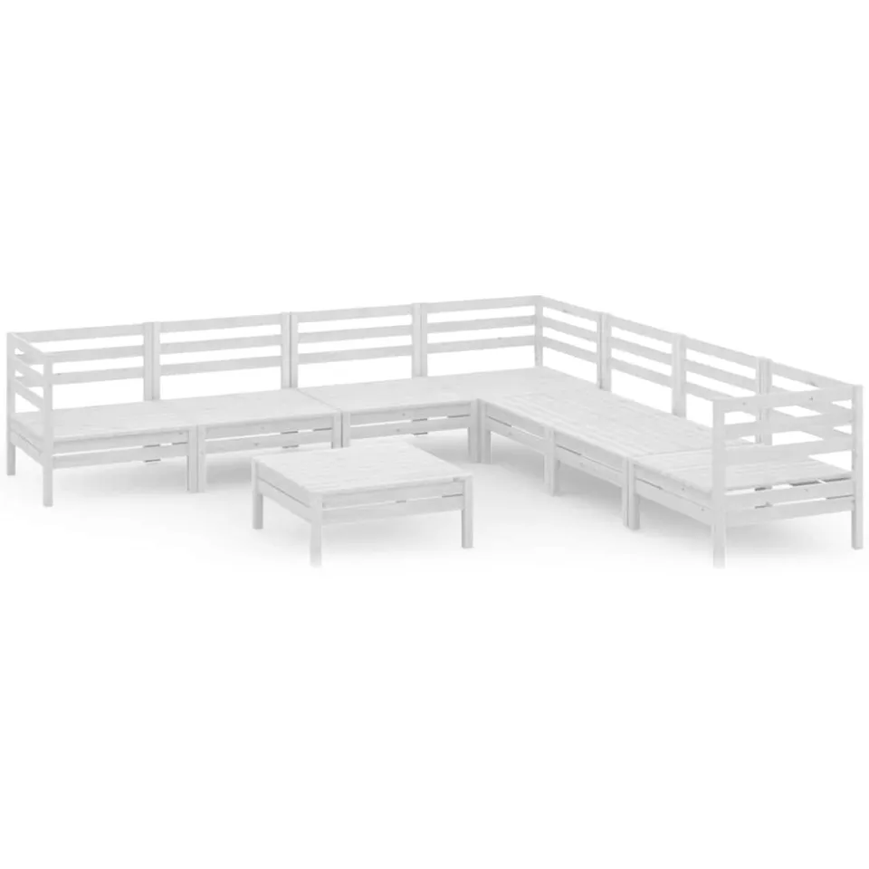 vidaXL 8-delige Loungeset massief grenenhout wit, foto 3