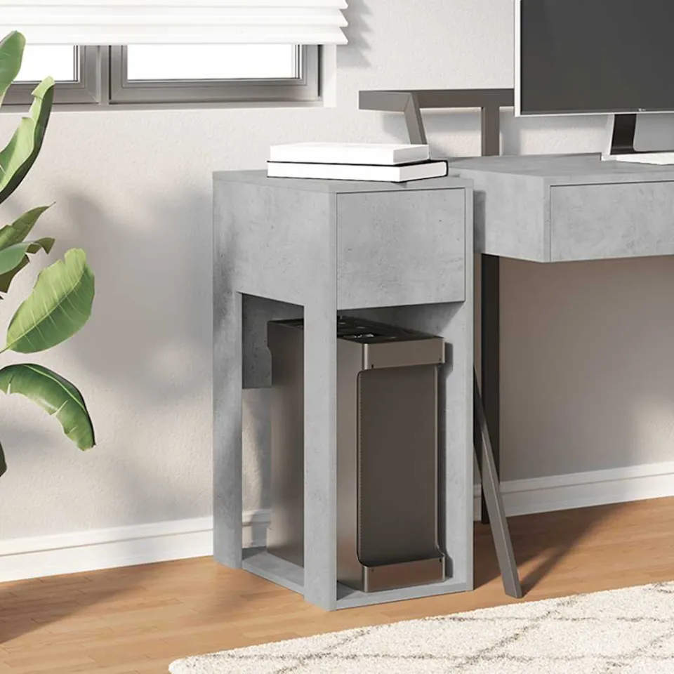 vidaXL Computertorenstandaard met lade 30x44x74 cm betongrijs grijs, foto 2