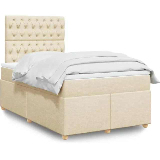vidaXL Boxspring met matras stof crèmekleurig 120x190 cm