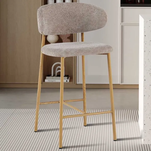Barstoel Coco Zand – Voor Keukeneiland – Zithoogte 65 cm – Naturel Houtlook – Rousseau