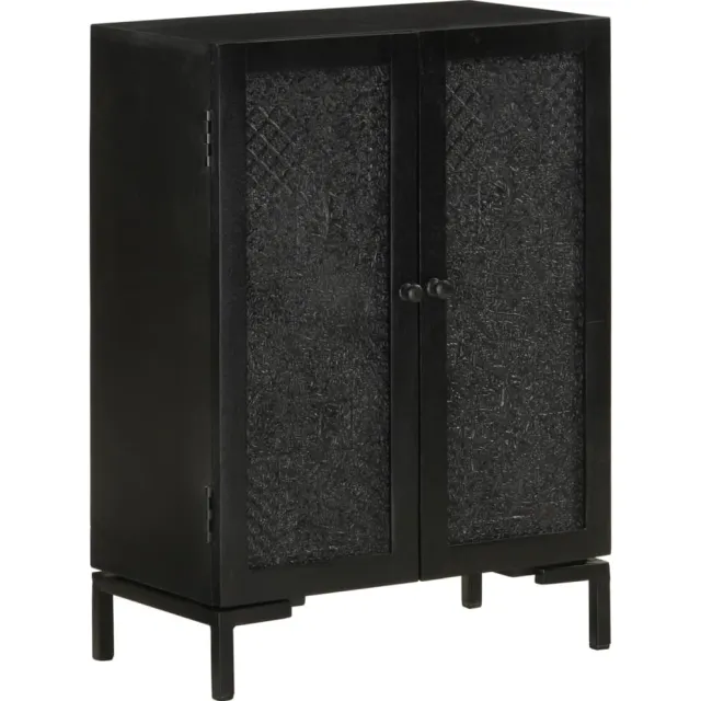 vidaXL Dressoir 55x30x77 cm massief mangohout en ijzer zwart