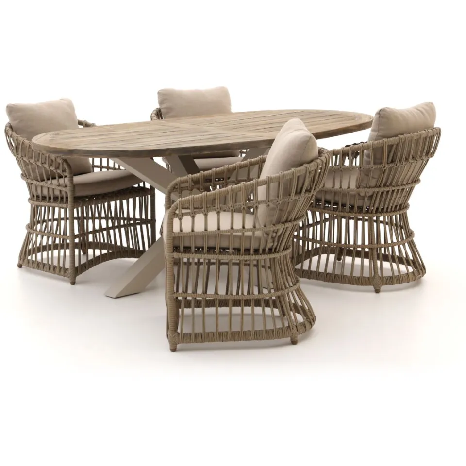 Intenso Furniture Intenso Cameri/ROUGH-Y Ellips 200cm dining tuinset 5-delig Taupe