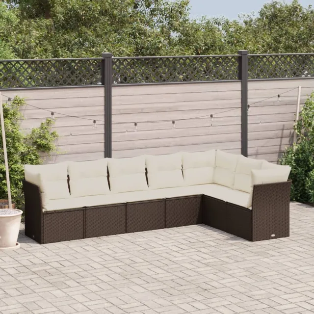 vidaXL 7-delige Loungeset met kussens poly rattan bruin, foto 2