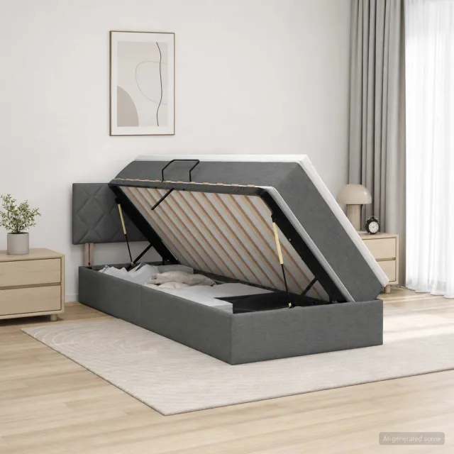 vidaXL Opbergbed met matras Donkergrijs 90 x 190 cm fluweel