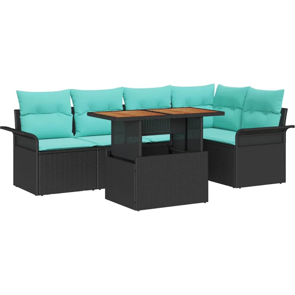 vidaXL Tuin Sofa Set 6 st Zwart Poly riet