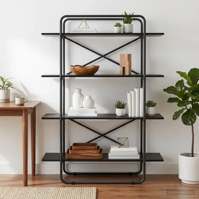 vidaXL Boekenrek 4-laags 100 x 35 x 140 cm PB Zwart eiken, foto 2