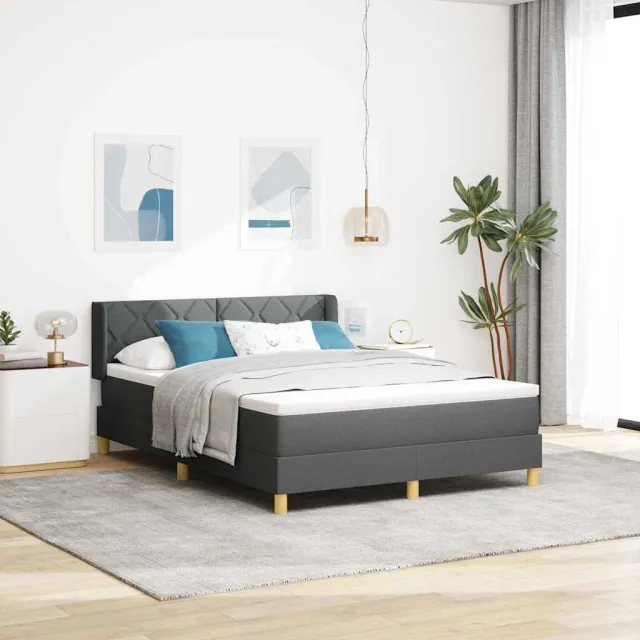 vidaXL Boxspringbed met hoofdeinde Donkergrijs 190 x 140 cm Stof