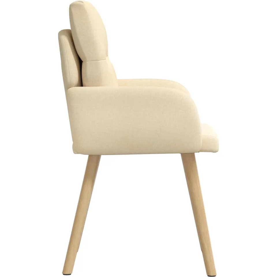 vidaXL Eettafelstoelen 2 st Stof Crèmekleurig 60 x 56 x 93 cm, foto 4