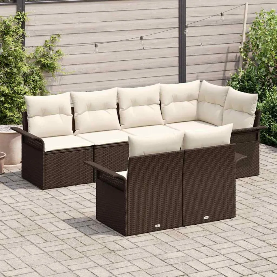vidaXL Tuin Sofa Set 7 st Bruin Poly riet, foto 3