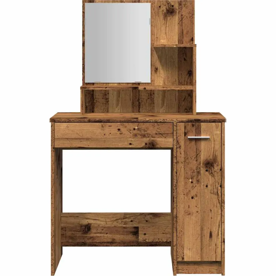 vidaXL Kaptafel met spiegel 86,5x35x136 cm oud houtkleurig bruin, foto 3