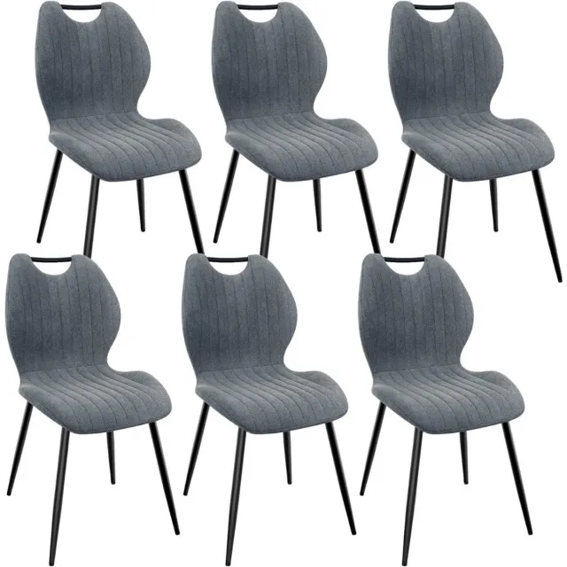 Thuys Stoelen 6 Stuks - Stoelen - Donkergrijs - 40cm x 48cm x 86cm