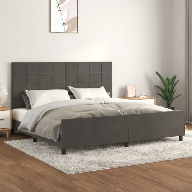 vidaXL Bedframe zonder matras 200x200 cm fluweel donkergrijs grijs