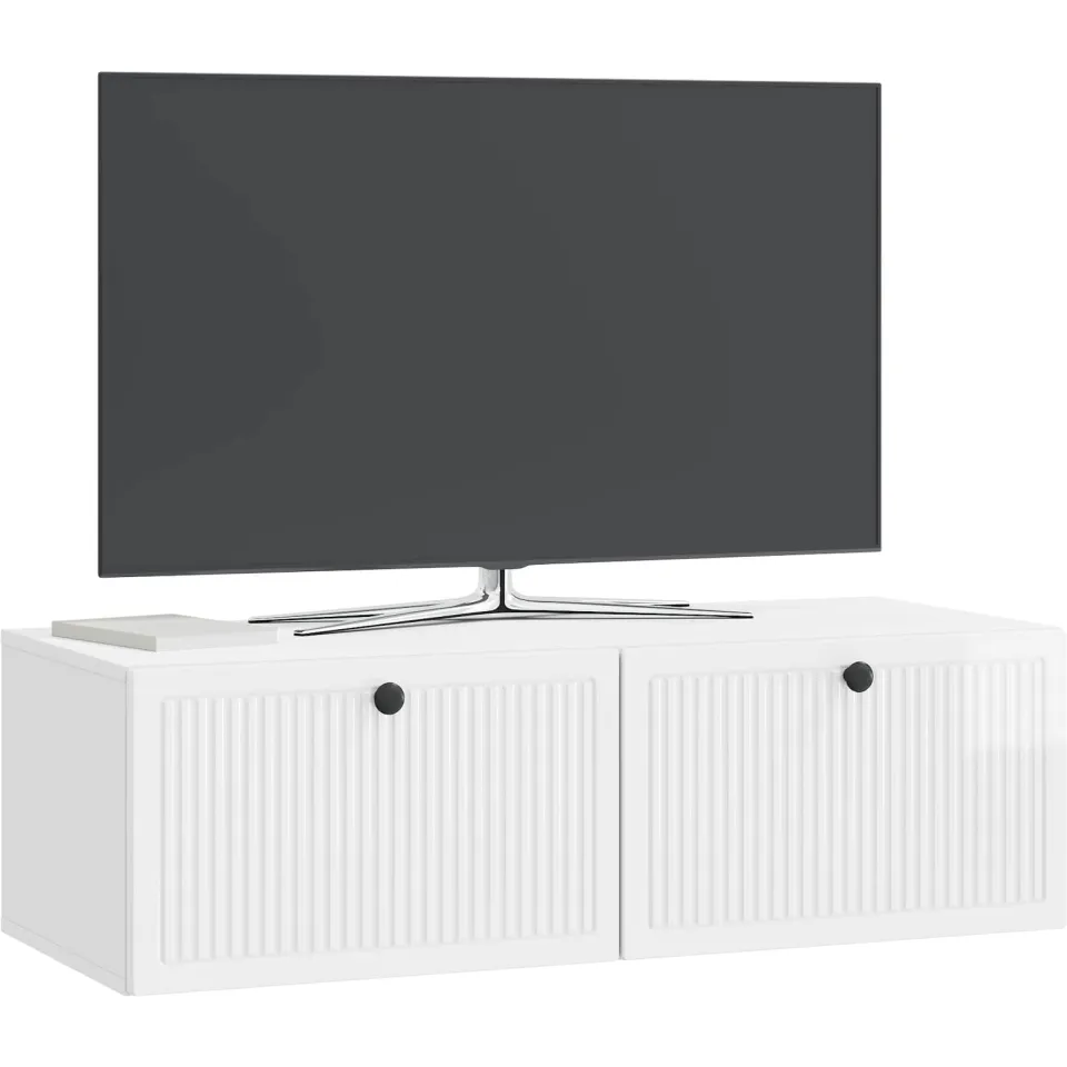 vidaXL Wandbeugel TV-kast Hoogglans Wit 98 x 41 x 30 cm Bewerkt hout, foto 2