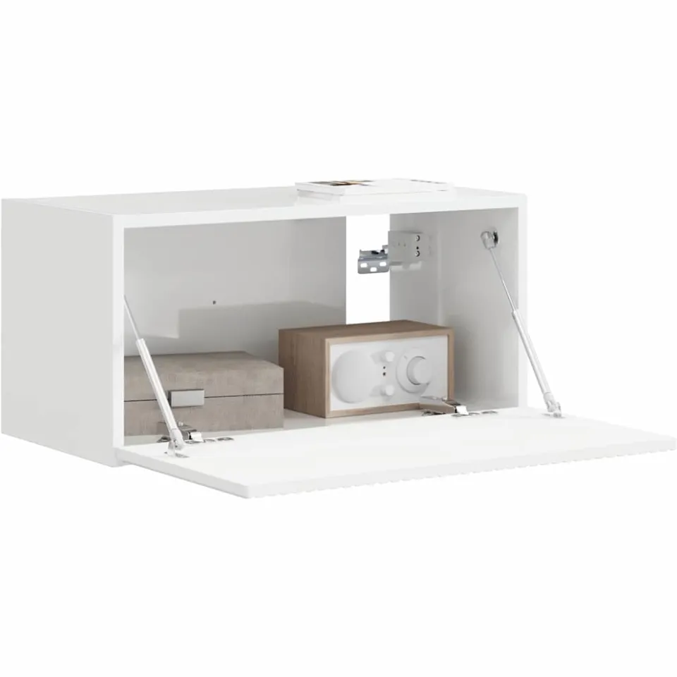 vidaXL TV Wandkast 60 x 31 x 29,5 cm Glanzend Wit Bewerkt hout