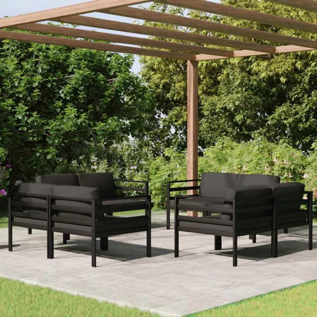 vidaXL 8-delige Loungeset met kussens aluminium antracietkleurig, foto 2