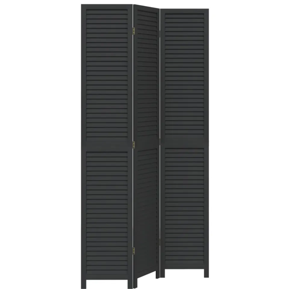 vidaXL Kamerscherm met 3 panelen massief paulowniahout zwart