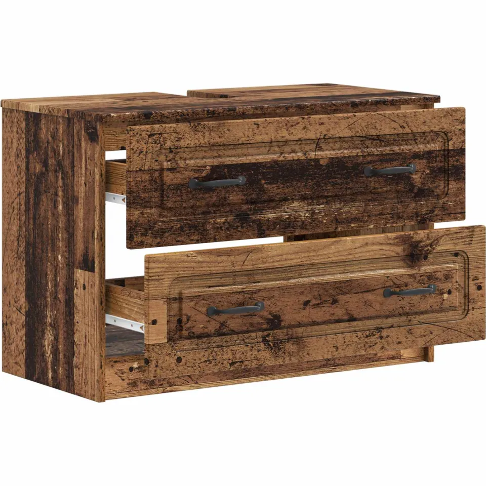 vidaXL Badkamer wastafelkast UTRECHT Oud hout 82 x 41 x 56 cm bruin