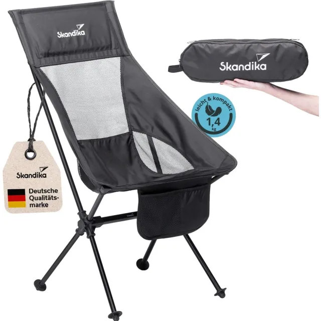 Duraxl Klapstoel - Compact - Tot 150 kg - Aluminium - Met draagtas Zwart
