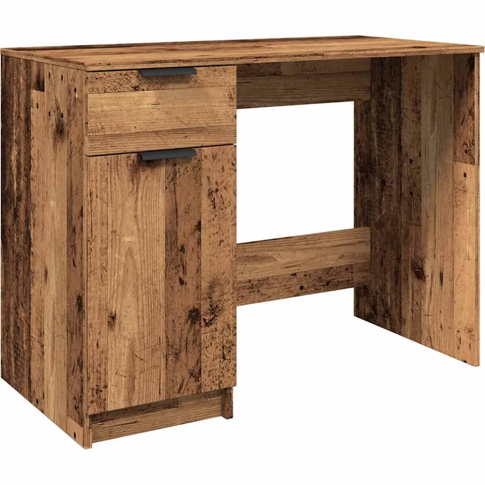 vidaXL Bureau 100x50x75 cm bewerkt hout oud houtkleurig bruin, foto 3