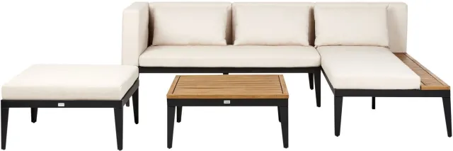 Beliani BRACCIANO - Loungeset 3-zits ottomaan - Lichtbeige - Acaciahout
