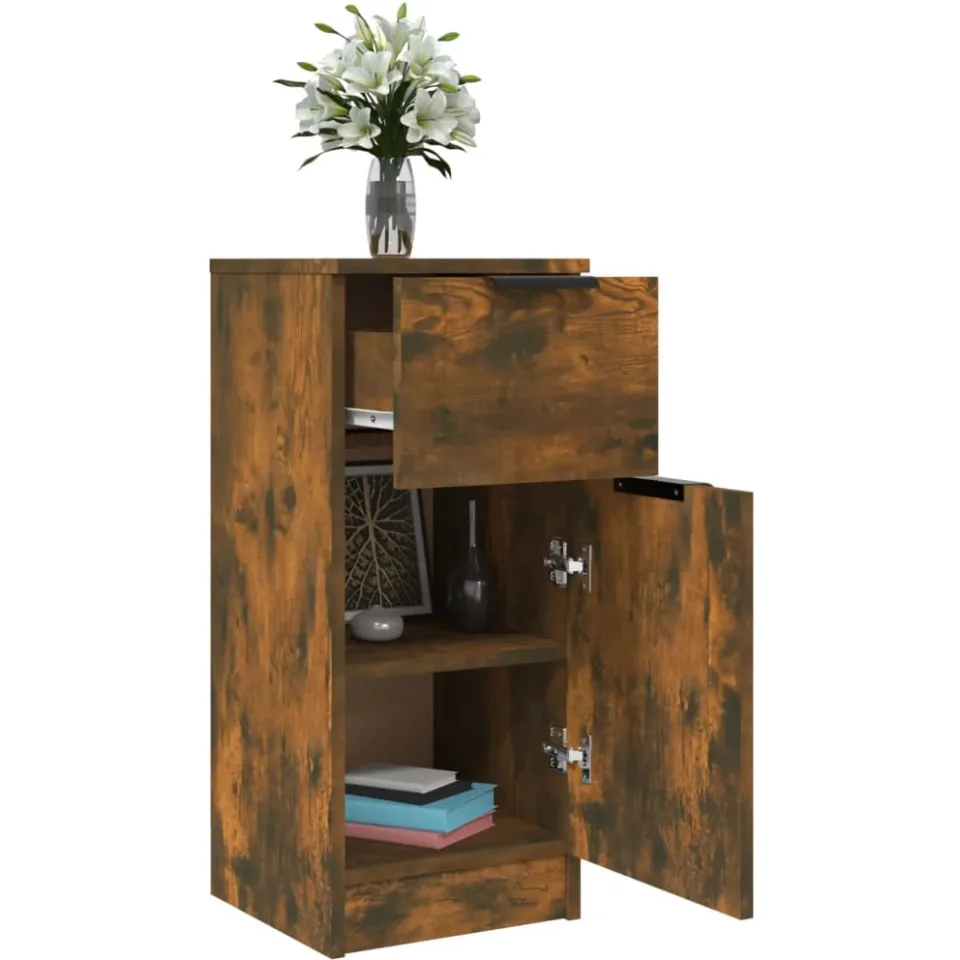 vidaXL Dressoirs 2 st 30x30x70 cm bewerkt hout gerookt eikenkleurig, foto 4