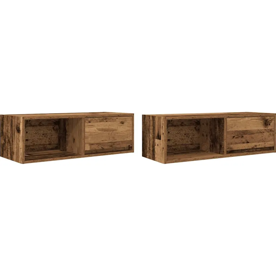 vidaXL Tv-meubels 2 st 80x31x25,5 cm bewerkt hout oud houtkleurig Bruin