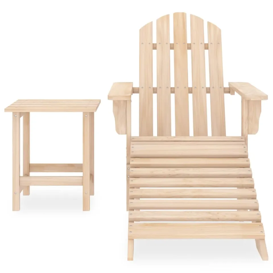 vidaXL Tuinstoel Adirondack met voetenbank en tafel massief vurenhout beige, foto 2