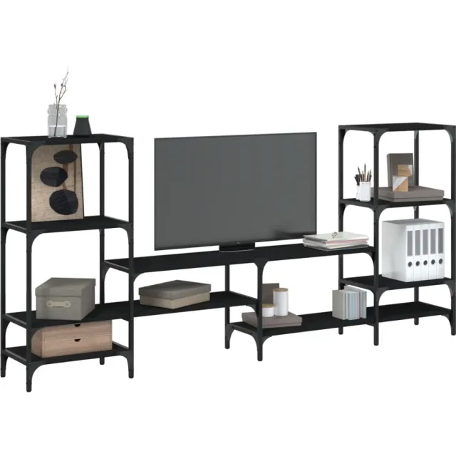 vidaXL Tv-meubel 206,5x28,5x95 cm bewerkt hout zwart, foto 2