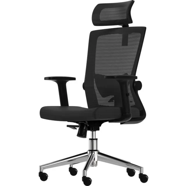 LifeGoods Ergonomische Bureaustoel - NEN1335-gecertificeerd - Gamestoel - Office Chair - Volwassenen - Kantoorstoel - Hoofdsteun - Zwart/Chroom