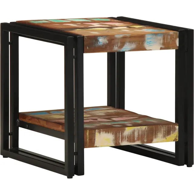 vidaXL Salontafel Multikleur 40 x 40 x 38 cm Massief Gerecycled Hout Meerkleurig