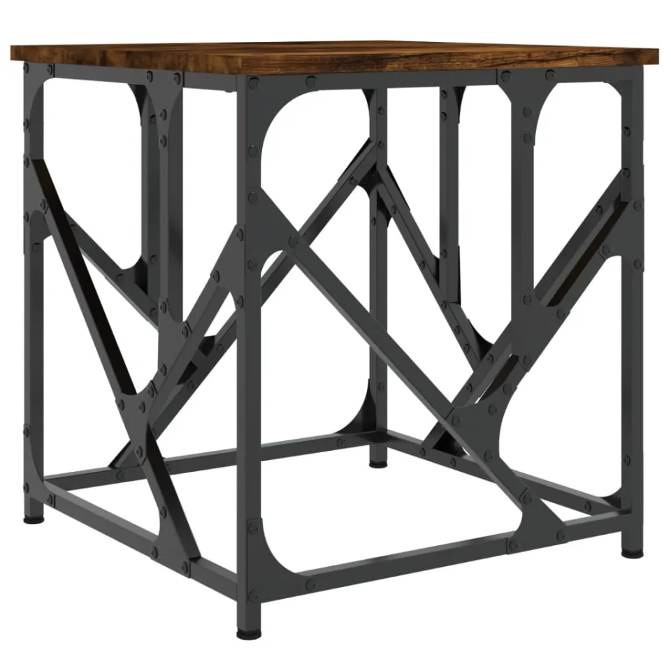 vidaXL Salontafel 45x45x47,5 cm bewerkt hout gerookt eikenkleurig, foto 3
