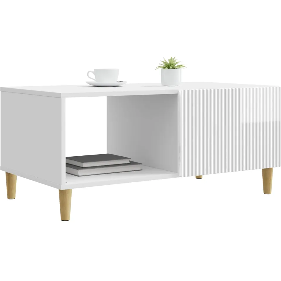 vidaXL Salontafel Hoogglans Wit 90 x 50 x 40 cm Bewerkt hout, foto 2