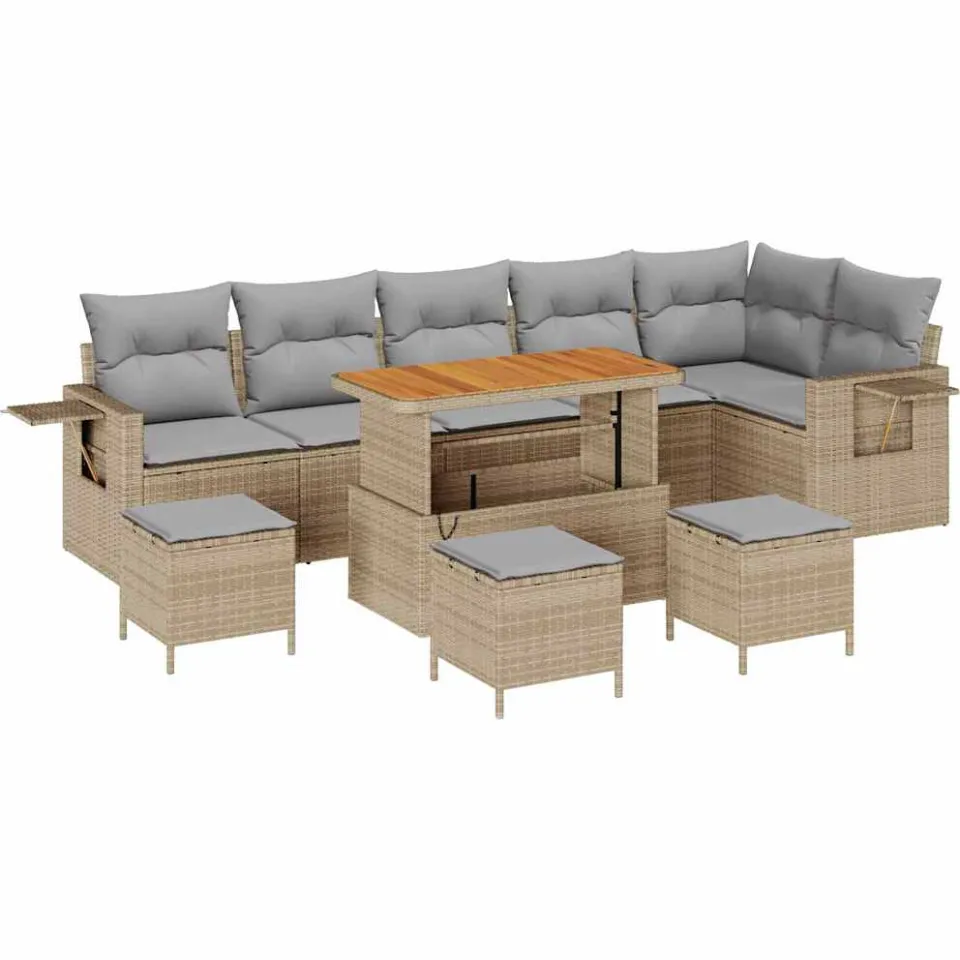 vidaXL Tuinbankenset 12 st Beige en Licht Grijs poly rattan