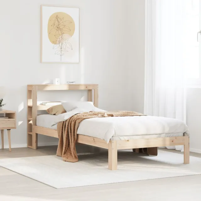 vidaXL Bedframe met hoofdbord massief grenenhout 90x200 cm bruin