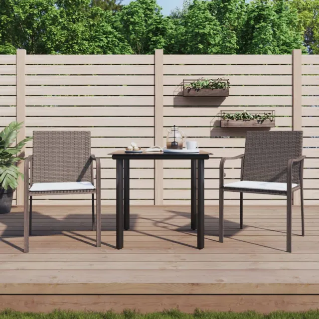 vidaXL 3-delige Tuinset met kussens poly rattan en staal, foto 2