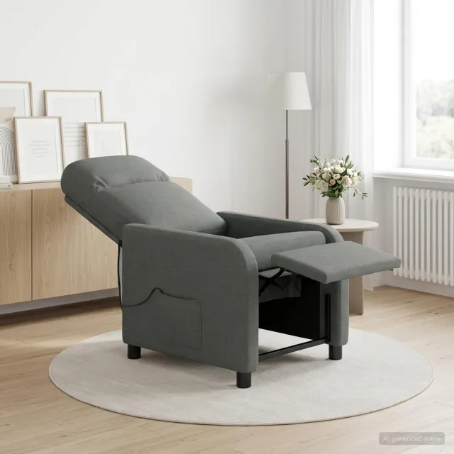 vidaXL Massage Recliner Donkergrijs Stof