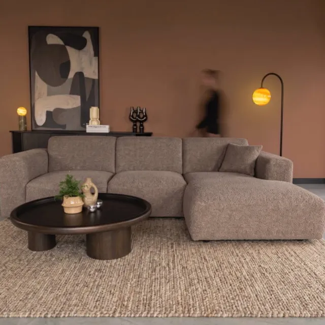 Meubelplaats Hoekbank Kiki Retro bliss 18 - 2-zits arm links + chaise longue arm rechts - 282x165 cm - Taupe