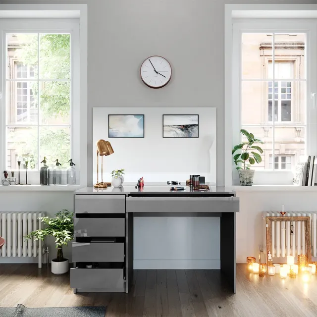 Vicco Kaptafel Sherry, Grijs, 120 cm met spiegel