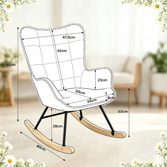 HAUSS SPOLE Schommelstoel - Ergonomische Fauteuil Met Hoge Rugleuning En Armleuningen - Voor Lezen En Ontspannen - Fluweel Donkergrijs