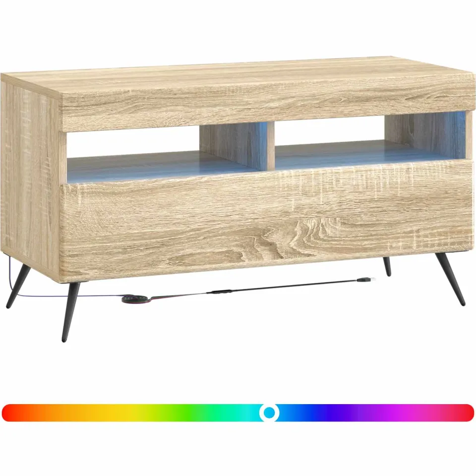 vidaXL LED tv-meubel Sonoma Eiken Bewerkt hout Bruin